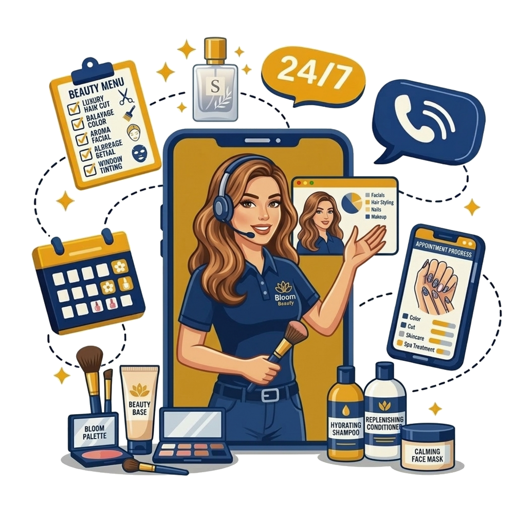 Your Beauty Salon’s 24/7 receptionist answers every call, books appointments instantly, and captures clients you’re currently losing.