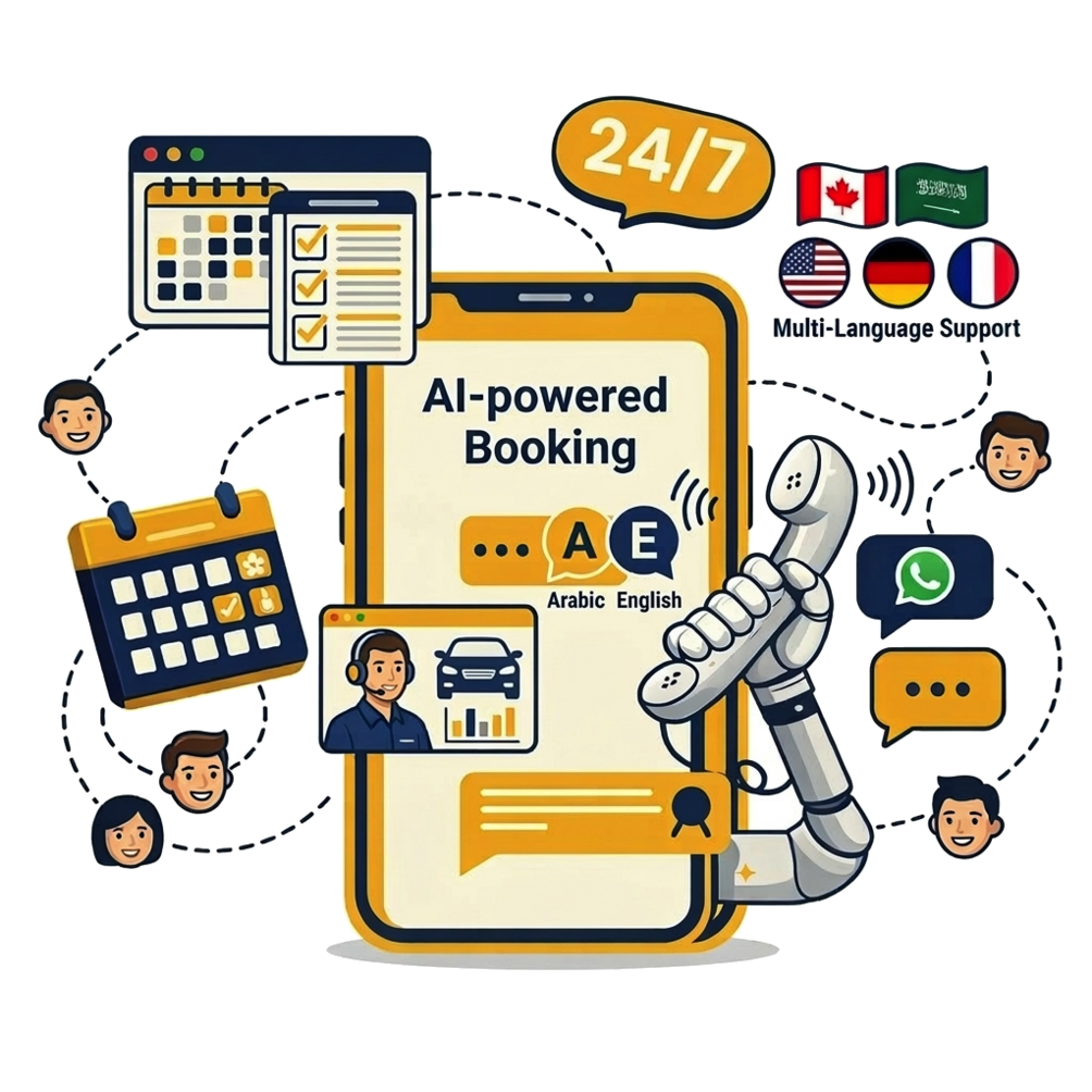 AI booking system managing reservations via voice and WhatsApp