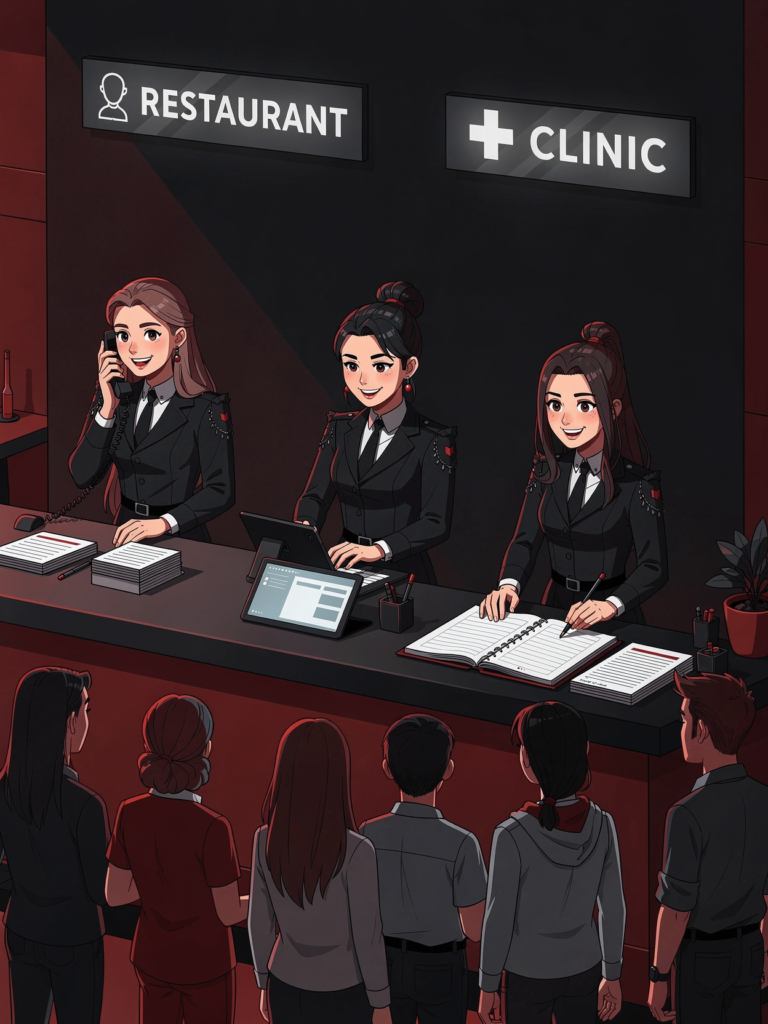 clinic, restaurant, Auto workshop, Beauty Salon AI Booking
