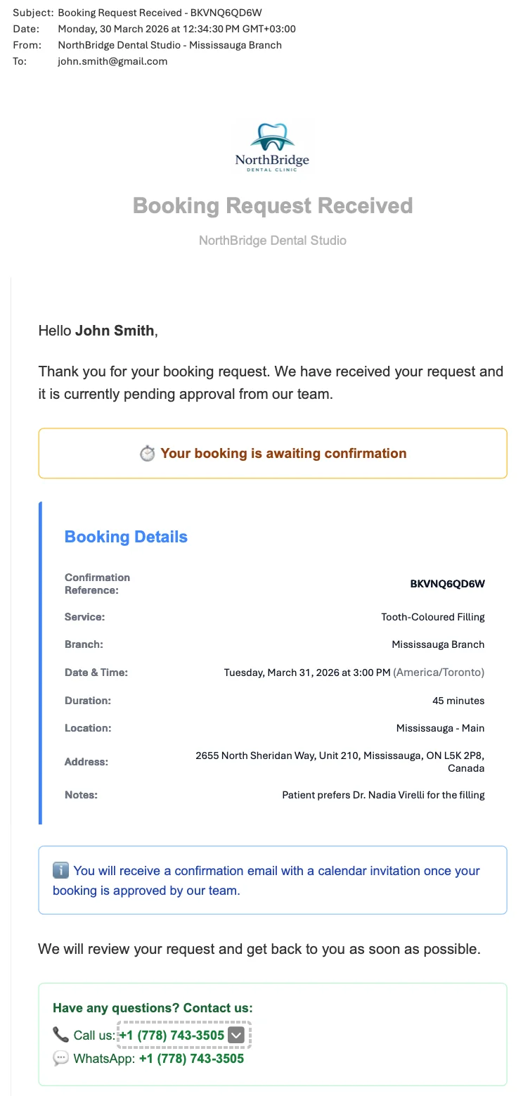 Confirmation by email
